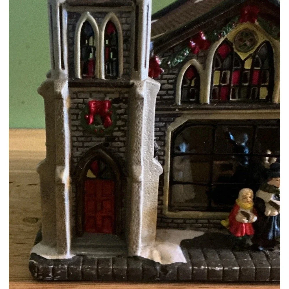 2003 Holiday Expression Hand-Painted Porcelain Light Church, 3D Window, No Light
